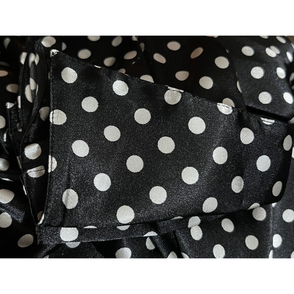 Anxiety Top Long Sleeve Button Up Blouse Black Polka Dots Wing Cuffs Large Twee - Picture 3 of 4